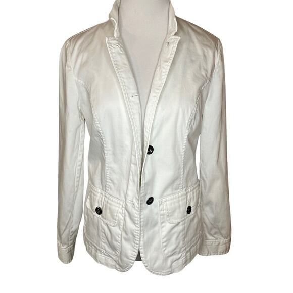 Additions‎ by Chicos Size 0 (Small Size 4) White Jacket Cotton Stretch - Picture 1 of 9